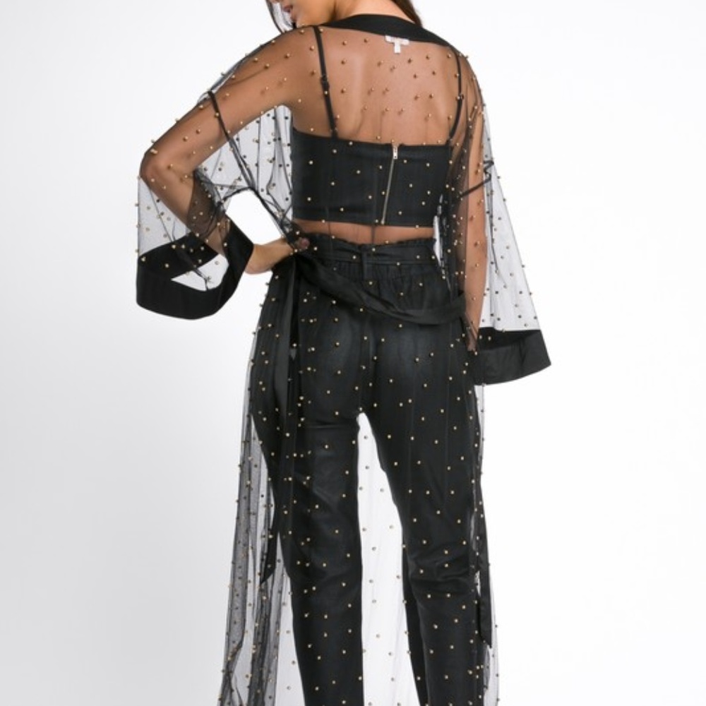 NWT- Women's Sheer Beaded Cardigan - Picture 3 of 8